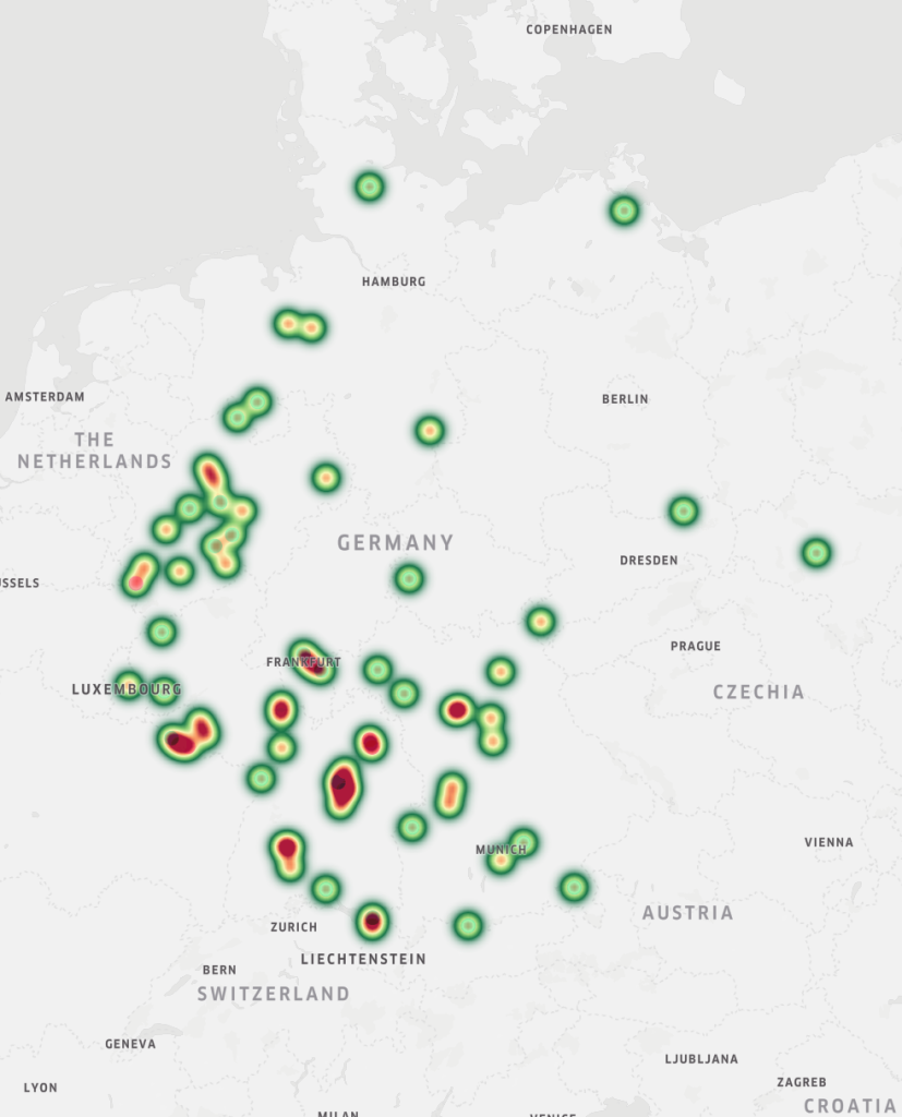 Landkarte mit den von uns gewarteten Hosts
